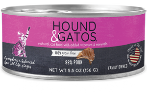 Hound & Gatos Canned Cat Food 5.5oz Pork - Paw Naturals
