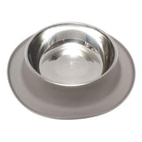 Messy Mutts Single Silicone Feeder with Stainless Bowl 1.5 Cup Grey - Paw Naturals