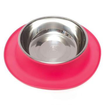 Messy Mutts Single Silicone Feeder with Stainless Bowl 1.5 Cup Red - Paw Naturals