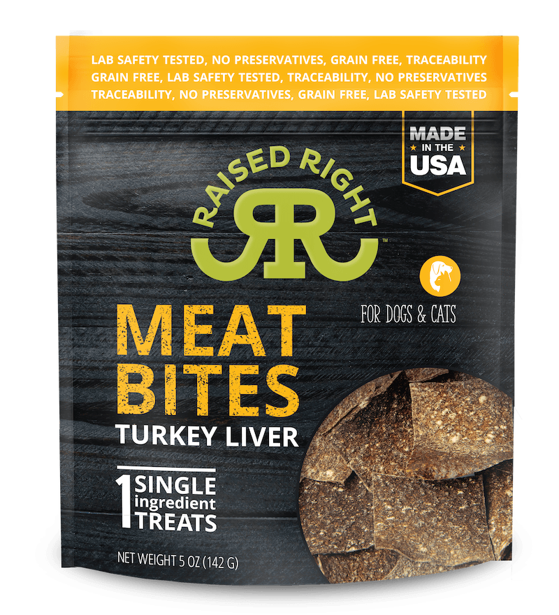 Raised Right Meat Bites Turkey Dog & Cat Treat 5oz
