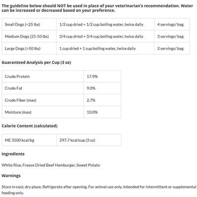 Under The Weather Hamburger, Rice & Sweet Potato Bland Diet W/ Electrolytes