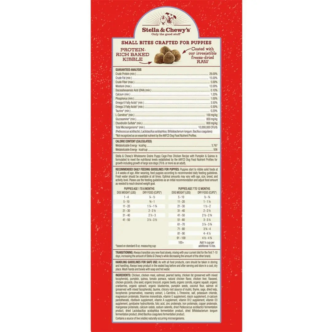 Stella & Chewy's Wholesome Grain Raw-Coated Baked Kibble Puppy Chicken Pumpkin & Quinoa Dry Dog Food