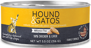 Hound & Gatos Canned Cat Food 5.5oz Chicken & Liver - Paw Naturals