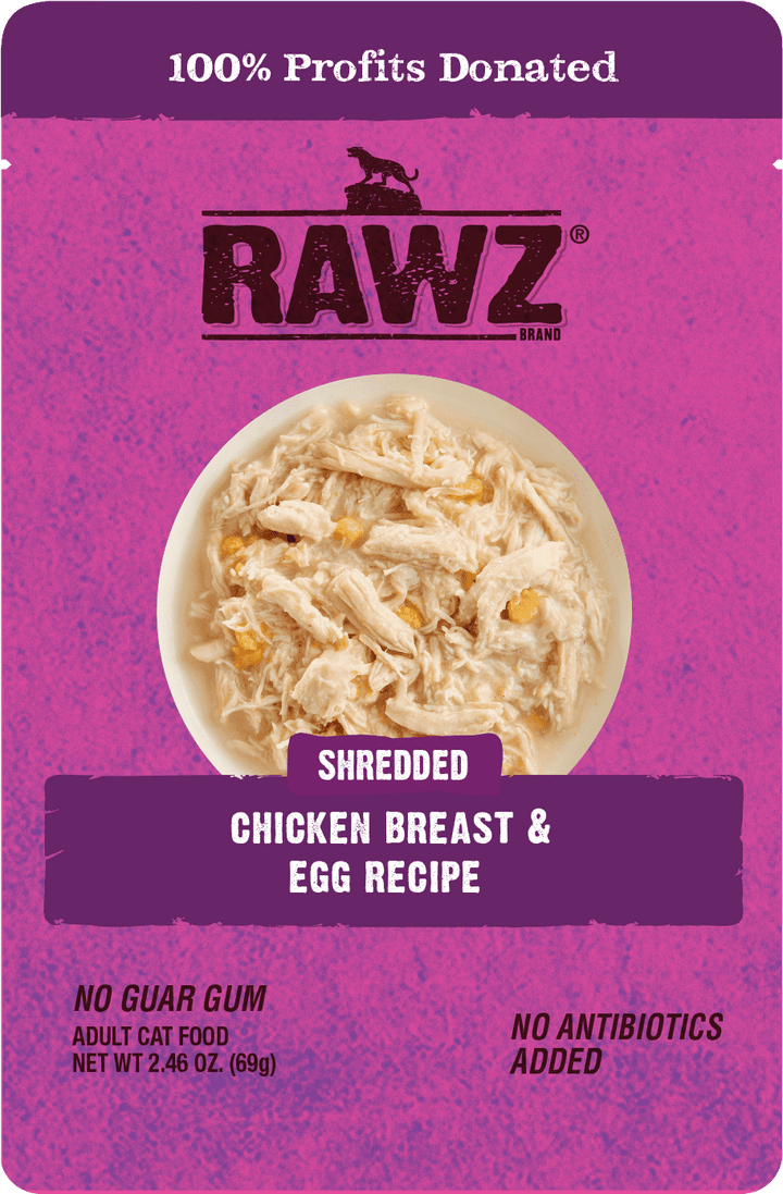 Rawz Shredded Cat Food Pouches 2.46oz Chicken & Egg - Paw Naturals