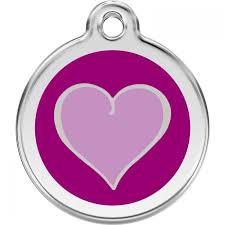 Red Dingo Enamel Pet ID Tag - 1HT - Heart - Paw Naturals