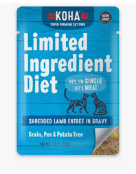 Koha Limited Ingredient Shredded 2.8oz Cat Pouches Lamb - Paw Naturals