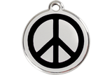 Red Dingo Enamel Pet ID Tag - 1PC - Peace Sign Black / Large - Paw Naturals