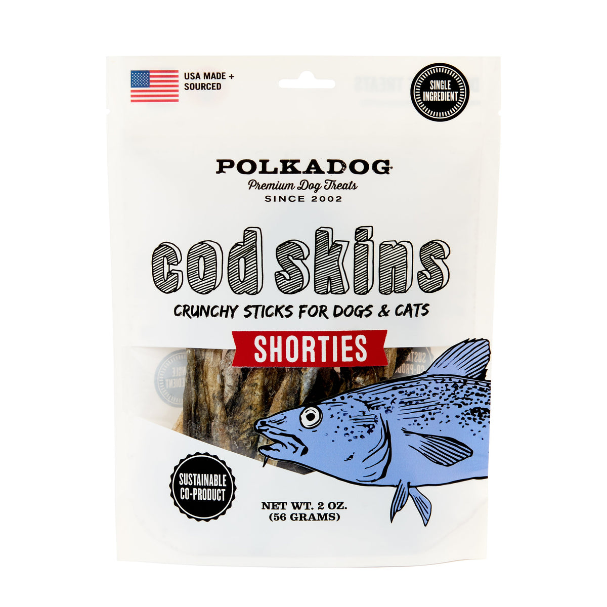 PolkaDog Bakery Shorties Cod Skins Jerky Treat