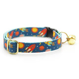 Made By Cleo - "Retro Rockets" - Blue Space & Sci-Fi Cat Collar