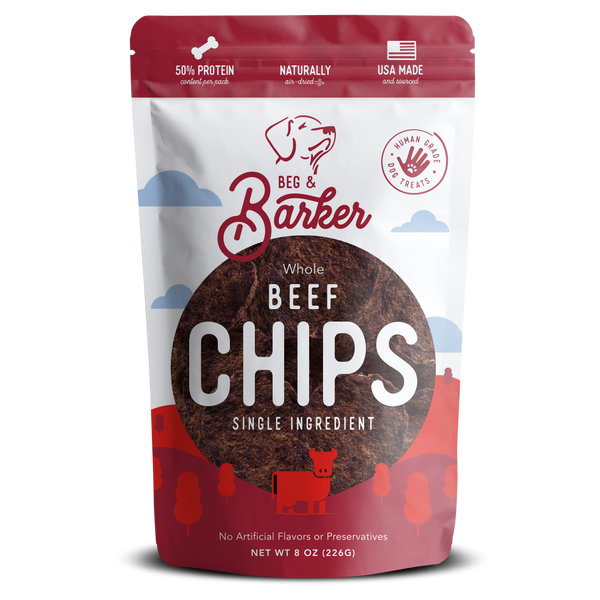 Beg & Barker Premium Dog Treats - Single Ingredient Beef Chips for Dogs