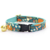 Made By Cleo - "Pumpkin Patch - Teal" - Fall Harvest Cat Collar