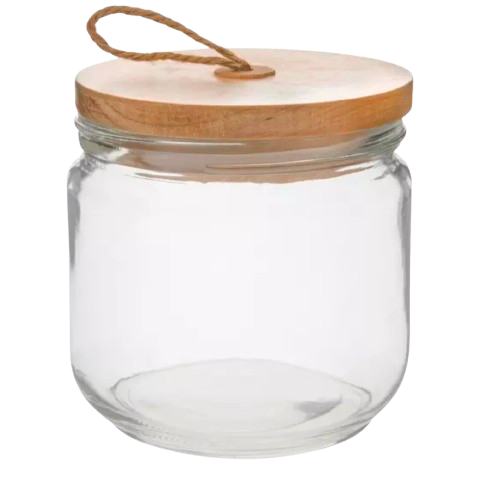 Sparky & Co Small Round Glass Treat Canister With Bamboo Lid 23z