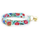 Made By Cleo - "Morning Song" - Mint Robin's Egg Blue Floral Cat Collar