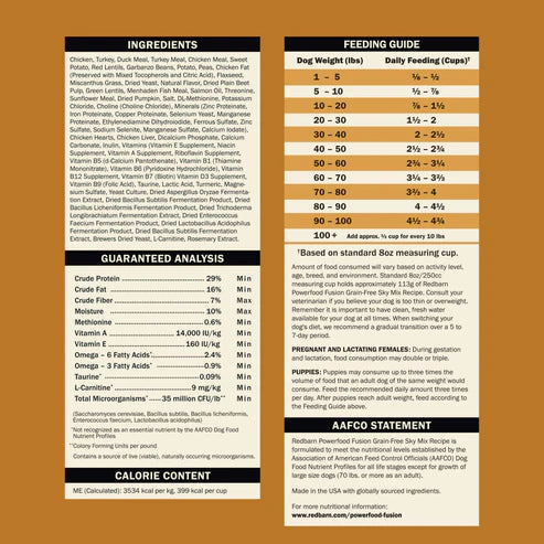 Redbarn Fusion Kibble + Air-Dried Grain-Free Sky Mix Recipe Dry Dog Food