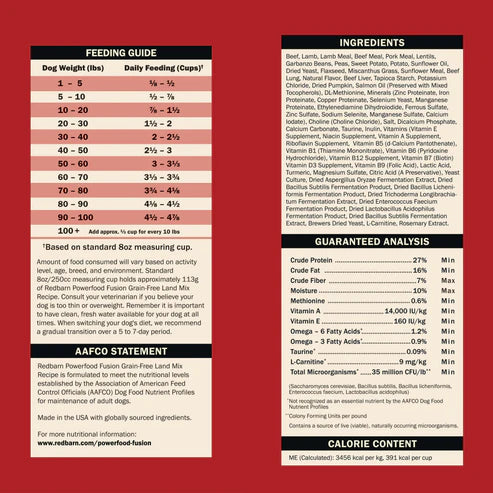 Redbarn Fusion Kibble + Air-Dried Grain-Free Land Mix Recipe Dry Dog Food