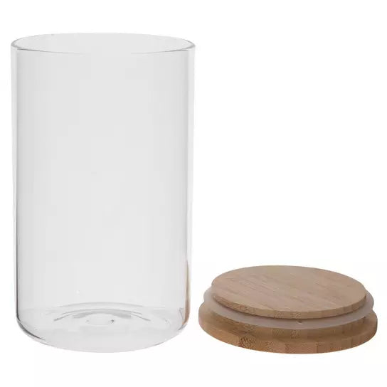 Sparky & Co Cylinder Glass Treat Canister With Bamboo Lid 20oz