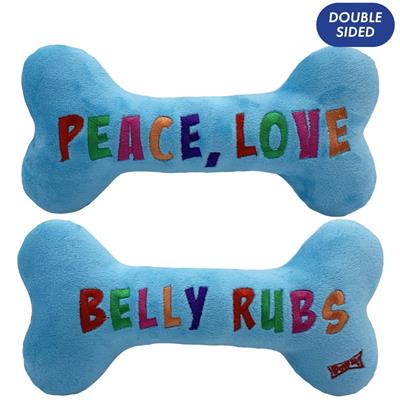 Huxley & Kent Peace, Love, Belly Rubs Bone Dog Toy (Double Sided)