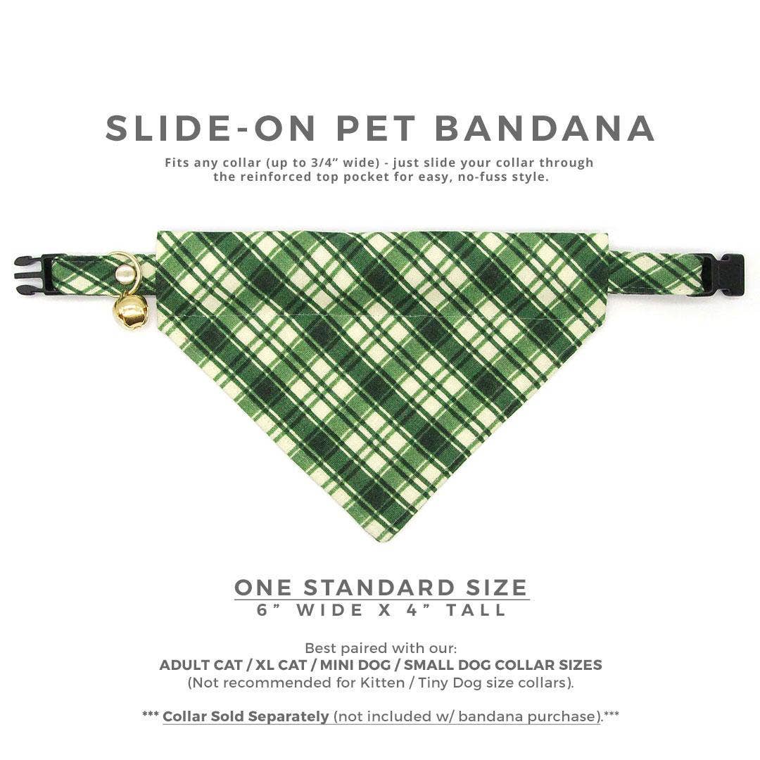 Made By Cleo - "Pinecrest" - Green Plaid Bandana for Cats + Small Dogs