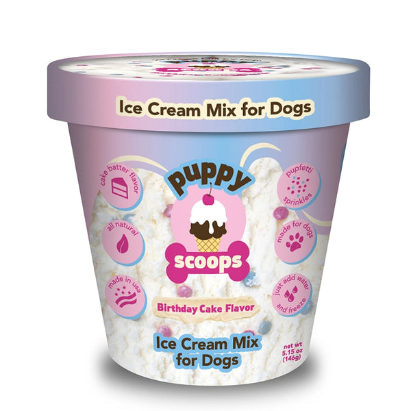 Puppy Cake Scoops Birthday Cake with Sprinkles Ice Cream Mix For Dogs