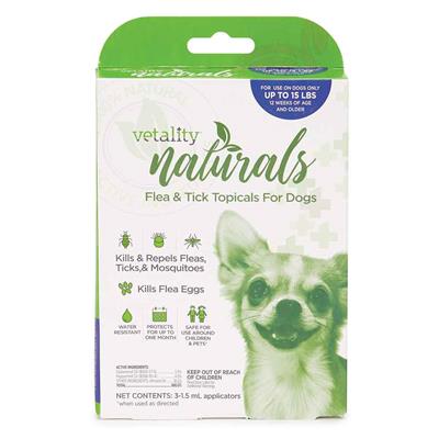 Vetality Naturals 3-Month Flea & Tick Topicals For Dogs