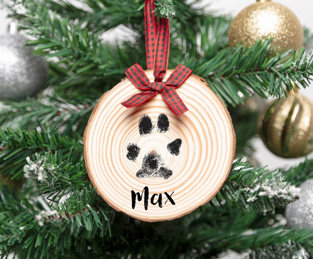 Pearhead Pet Holiday Wooden Pawprints Hanging Keepsake