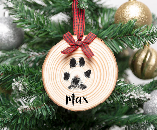 Pearhead Pet Holiday Wooden Pawprints Hanging Keepsake