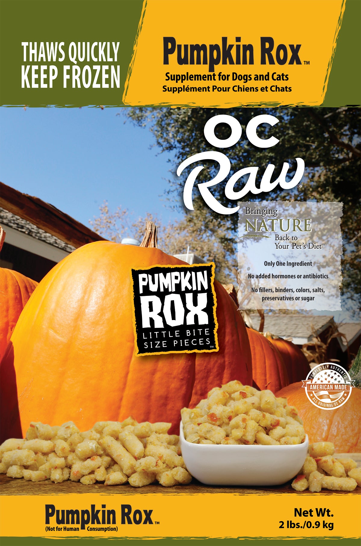 OC Raw Frozen Supplement Pumpkin Rox 2lb Dog Food