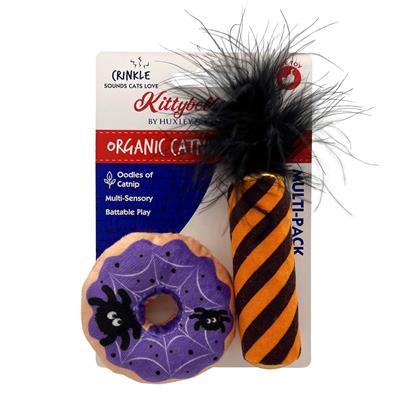 Kittybelles Spiderweb Donut & Black Flake Candle 2pk Plush Cat Toy