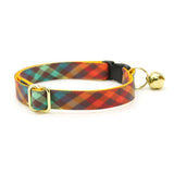 Made By Cleo - "Campfire" - Rainbow Plaid Cat Collar
