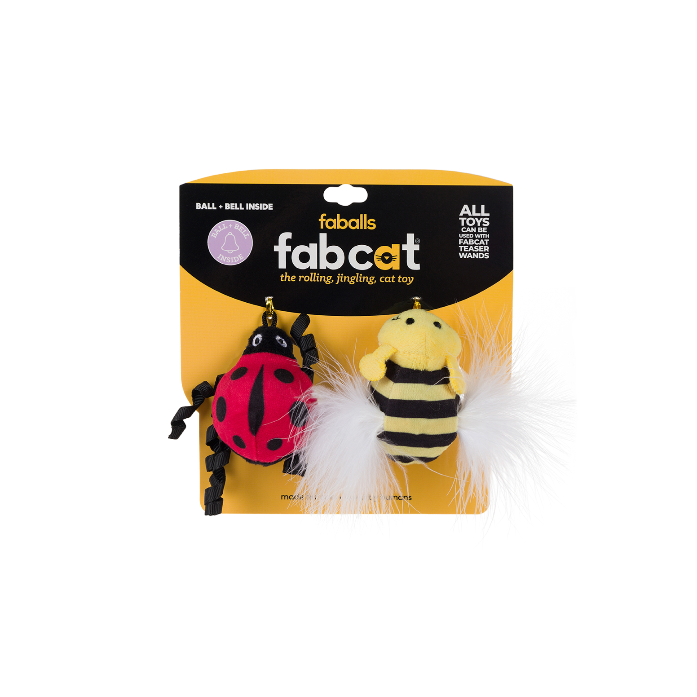 fabcat Faball Ladybug/Bumble Bee 2-Pack Cat Toy