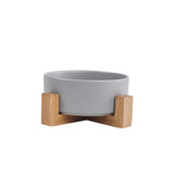 PAWPAW Raised Ceramic Pet Bowl Set with Wooden Stand