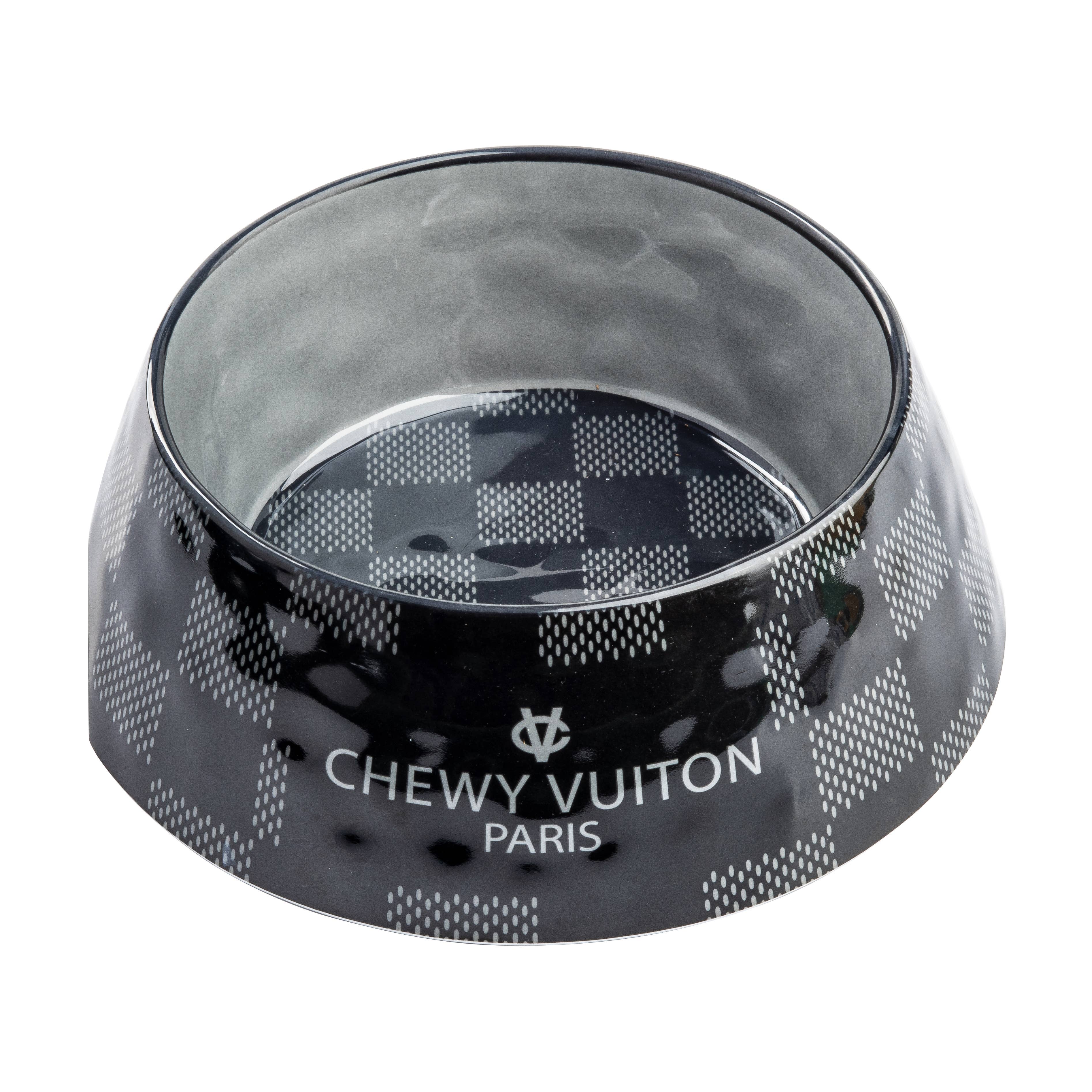 Haute Diggity Dog Black Checker Chewy Vuiton Bowl