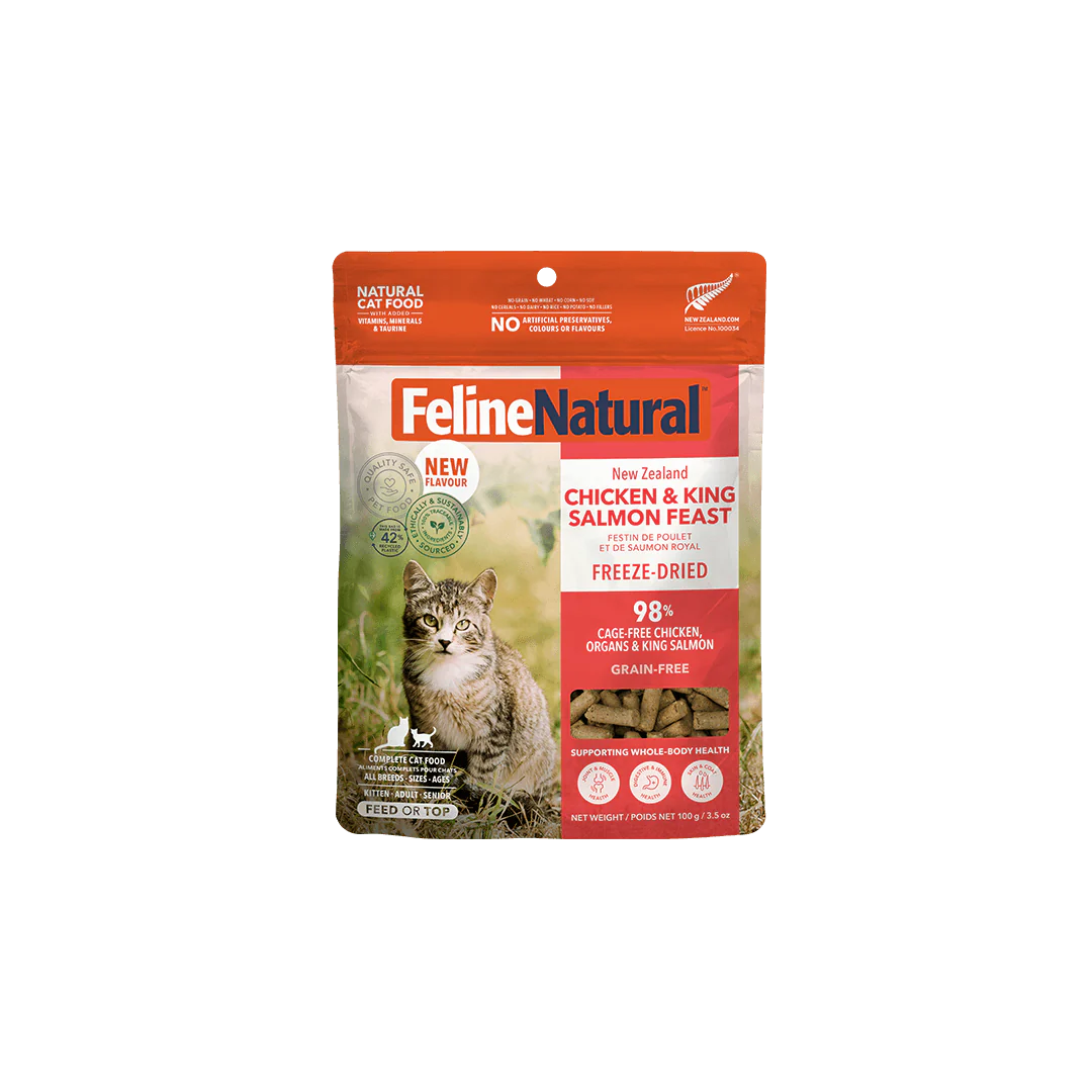 Feline Natural Freeze-Dried Chicken & King Salmon Feast Cat Food