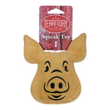 Territory Natural Leather Pig 6.5" Dog Toy