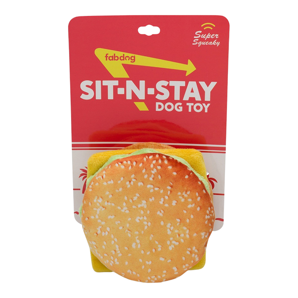 fabdog Sit-N-Stay Cheeseburger Squeaky Dog Toy