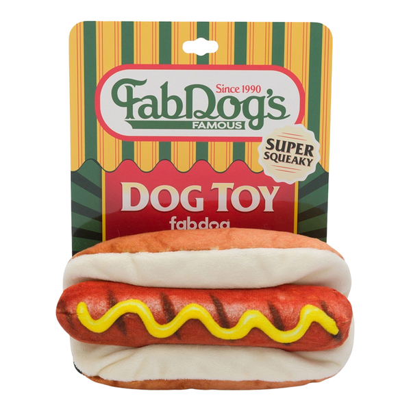 fabdog Famous Hot Dog Squeaky Dog Toy