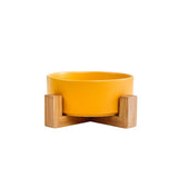 PAWPAW Raised Ceramic Pet Bowl Set with Wooden Stand