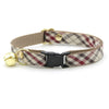 Made By Cleo - "Newberry" - Beige Tan Plaid Cat Collar