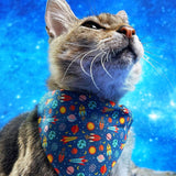 Made By Cleo - "Retro Rockets" - Blue Space Bandana for Cats + Small Dogs
