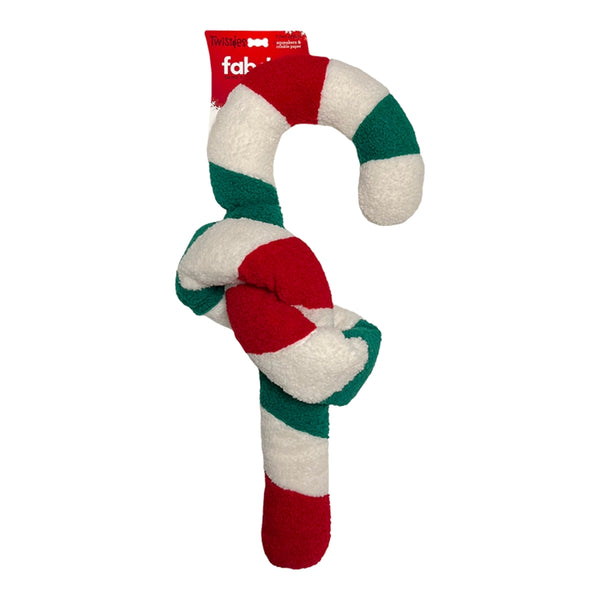 fabdog Christmas Twisty Candy Cane Plush Dog Toy