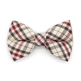 Made By Cleo - "Newberry" - Beige Tan Plaid Bow Tie for Cats + Small Dogs