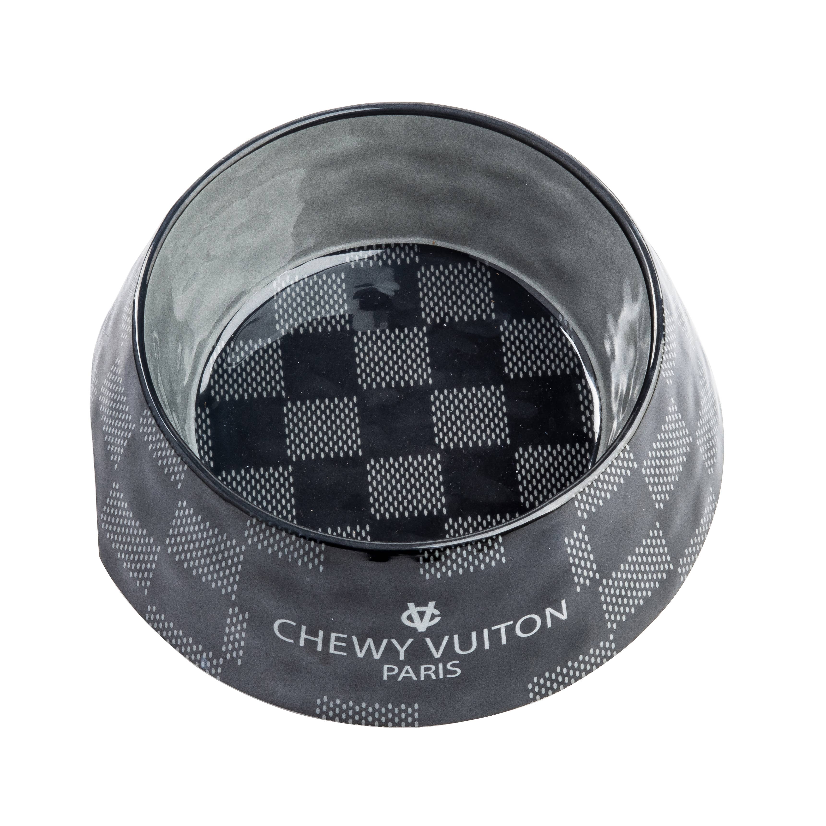 Haute Diggity Dog Black Checker Chewy Vuiton Bowl