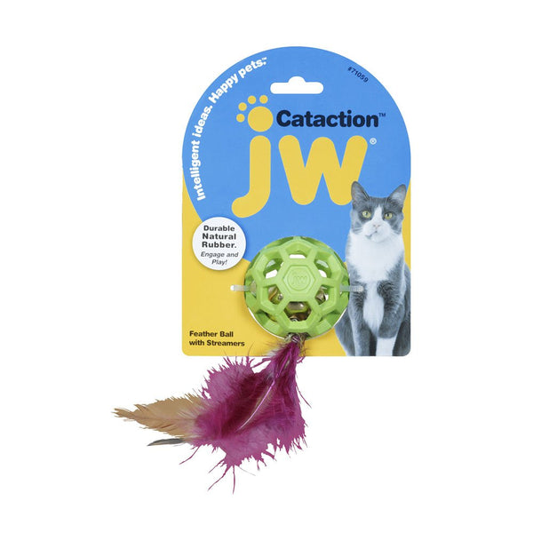 JW Cataction Feather Ball with Bell Cat Toy