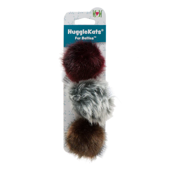 HuggleHound Cat Fur Ballies 3pk Cat Toy