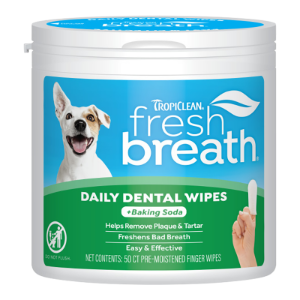 Tropiclean Fresh Breath Finger Dental Wipes for Dogs & Cats