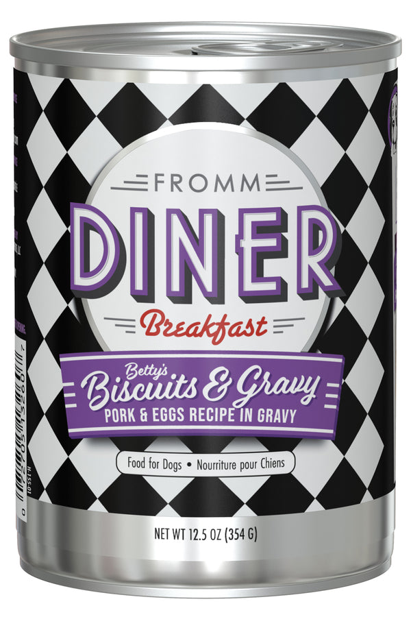 Fromm Diner Breakfast Betty's Biscuits & Gravy Pork & Eggs Recipe Canned Dog Food 12.5oz