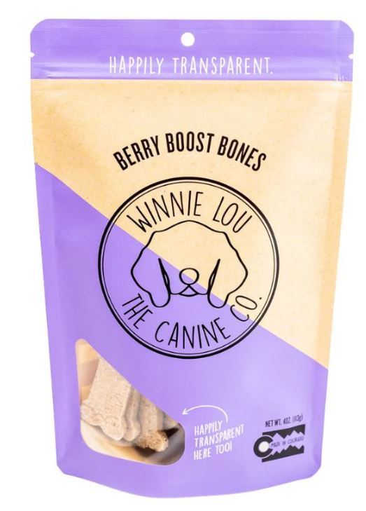 Winnie Lou The Canine Co. Berry Boost Bones 4oz Dog Treats