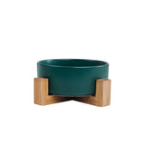 PAWPAW Raised Ceramic Pet Bowl Set with Wooden Stand