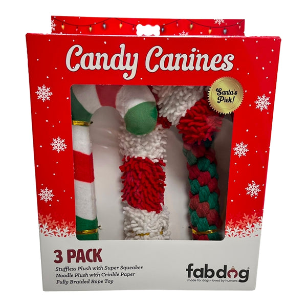 fabdog Christmas Candy Canines 3pk Plush Dog Toy