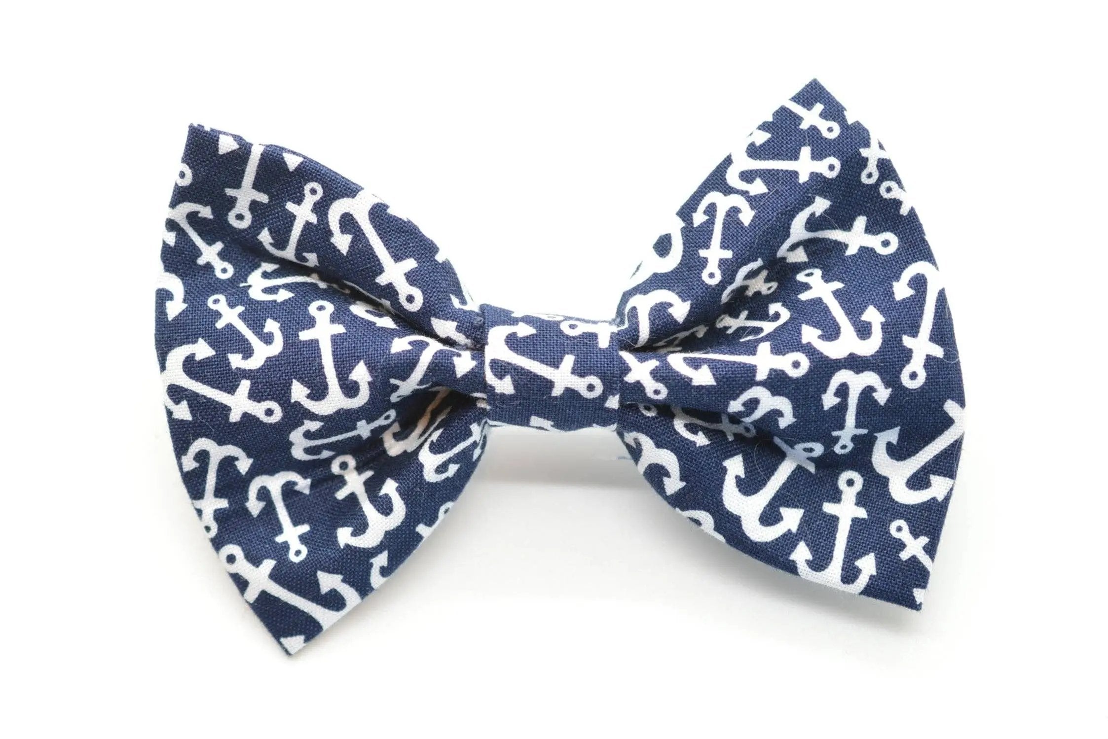 Dog Collar World Anchors Bow Tie for Dog or Cat Collar Navy Blue Nautical